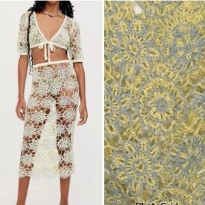 For Love And Lemons Yellow Lace skirt and top